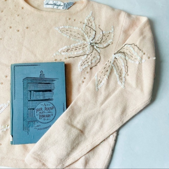 Vintage Marisa Christina Beaded Pearl Embellished Angora Sweater - Picture 13 of 13